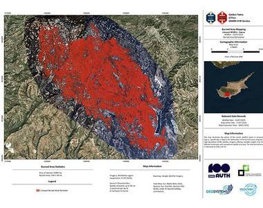 «Ερατοσθένης»: Χαρτογράφηση της καμένης έκτασης στη Λεμεσό με δορυφορική εικόνα υψηλής ανάλυσης