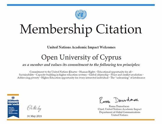 Το Ανοικτό Πανεπιστήμιο Κύπρου μέλος του United Nations Academic Impact