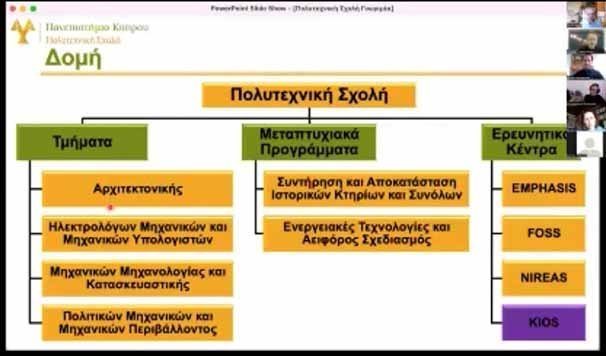 Συνάντηση Γνωριμίας με τα Τμήματα της Πολυτεχνικής Σχολής του Πανεπιστημίου Κύπρου