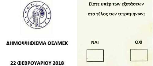 Με ποσοστό περίπου 75% οι εκπαιδευτικοί Μέσης τάχθηκαν εναντίον των εξετάσεων των τετραμήνων