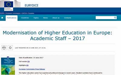 Εκσυγχρονισμός της Τριτοβάθμιας Εκπαίδευσης στην Ευρώπη: Ακαδημαϊκό Προσωπικό - 2017